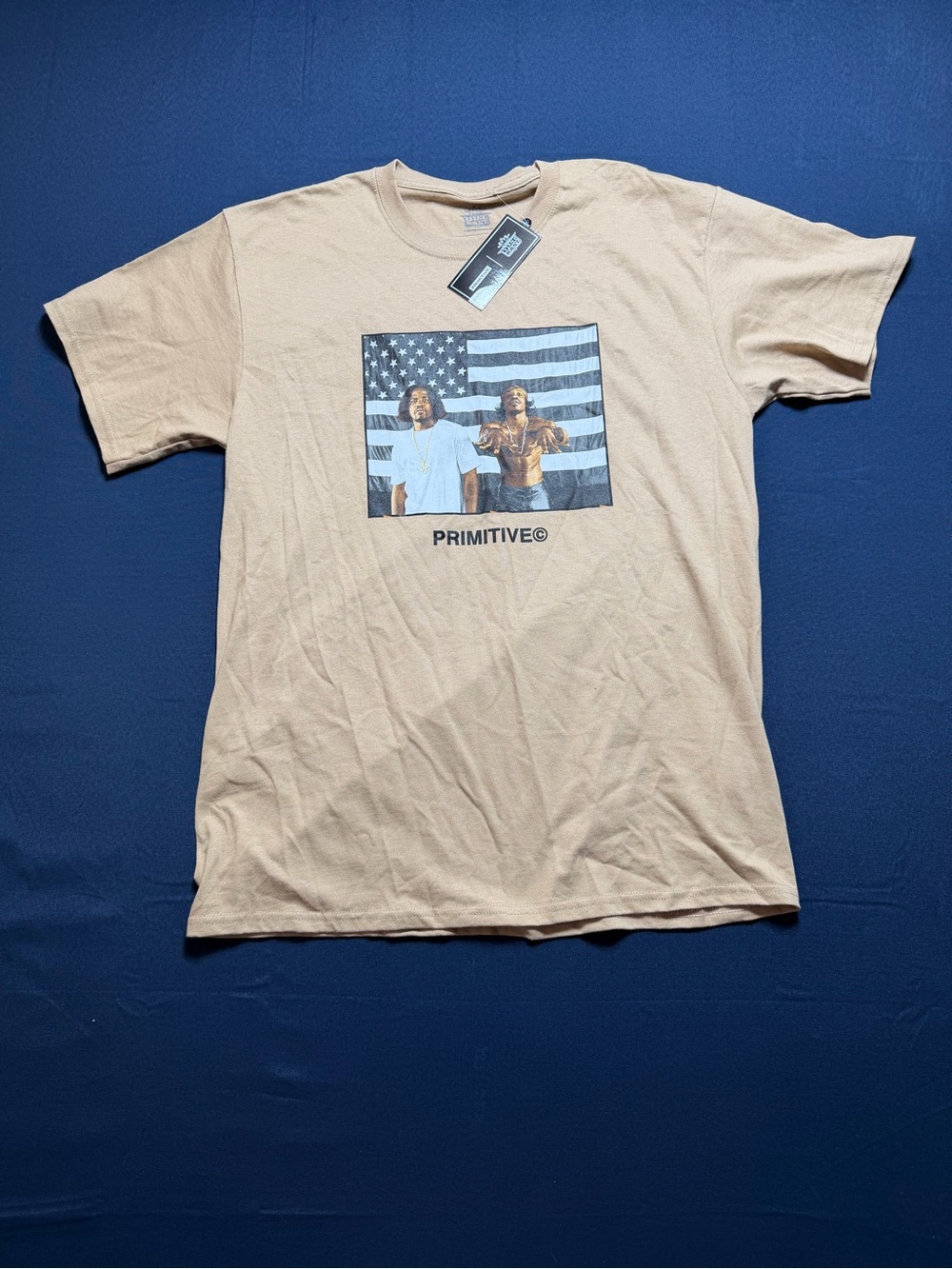 Primitive x OutKast Stripes Tee Sand Beige Graphic T-Shirt Large NWT